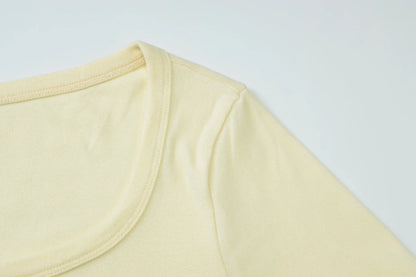 Hugcitar Fashion Square Collar Solid Long Flare Sleeve Buttons Sexy Crop T-Shirt Top Fall Women Outfit Streetwear Party Festival