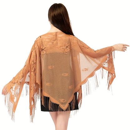 New Embroidery Lace Scarf Shawl Floral Triangular Veil Shawl For Women Party Scarf Wedding Poncho Stoles Ladies Headband Wraps
