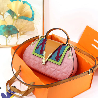 Luxury Women's Bag with V Ladies Leather Handbag Female Shoulder Bag Diamonds Crossbody Luxury Handbags Women Embroidery Bags