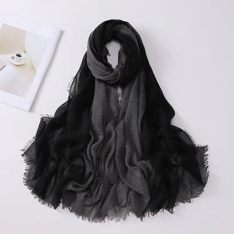 180*90cm Gradient Cotton Linen Women Muslim Hijab Scarf Woman Islamic Arab Shawl Wrap Head Scarves Ready To Wear Headscarf