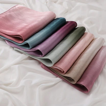 Two-color Shimmer Shiny Satin Hijab Crinkle Scarves Shawl Women Muslim Hijab Crepe Bandana Islamic Shimmer Silk Hijab
