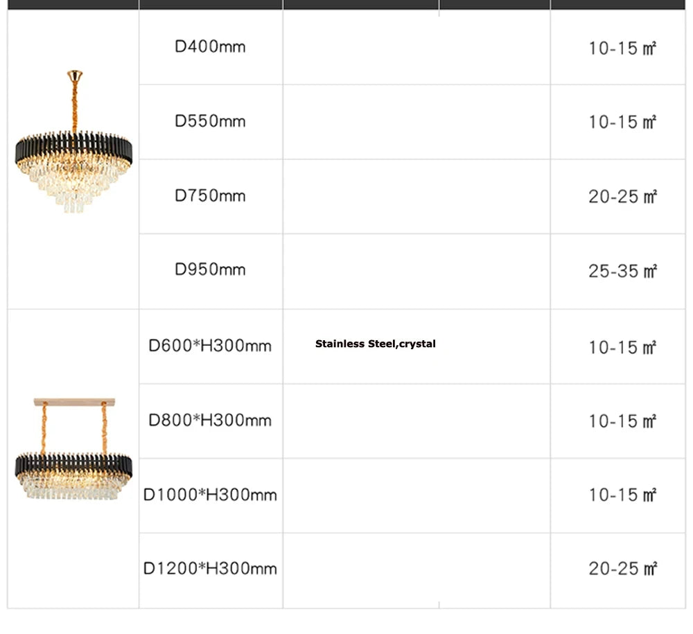 Villa Luxury Living Room Chandelier K9 Crystal Restaurant Pendant Lights Modern Ceiling Chandelier Dining Table Indoor Home Lamp