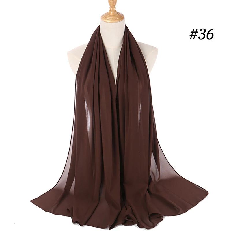 Muslim Chiffon Hijab Women Bubble Chiffon Scarf For Women Ladies Veil Muslim Islam Solid Color Malaysia Musulman Wrap Scarves