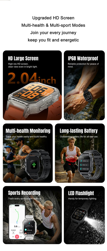 2026 newhigh-endoutdoorhikingadventuresmartwatch,1400mAh large battery,wirelesscommunication,voiceassistant,heartrate monitoring