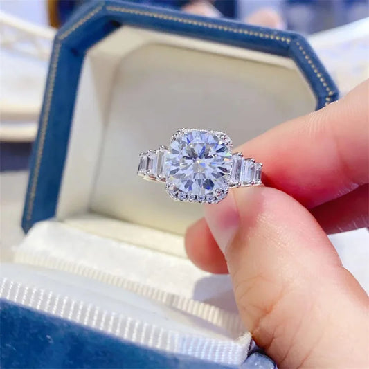 100% original certified PT950 white gold ring 3 carat D color moissanite ring AU750 white gold  with certificate with black card