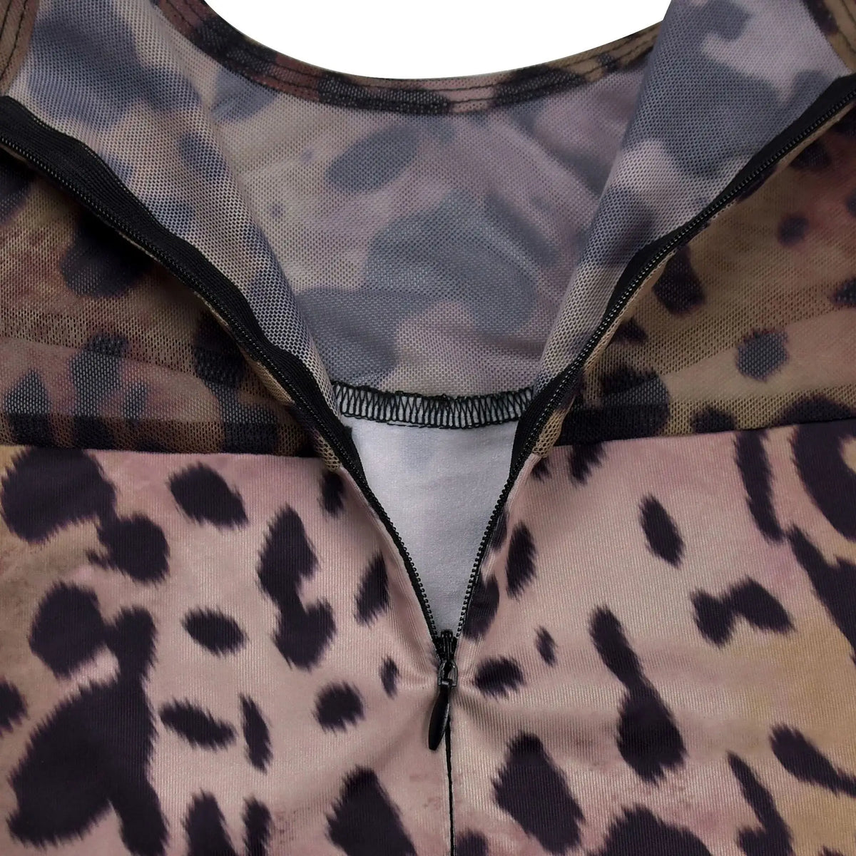 Sexy Bodycon Jumpsuits Women Clothes Leopard Mesh Print Semi Perspective Jump Suit Long Sleeve Bodysuit Nightclub Club Clothes