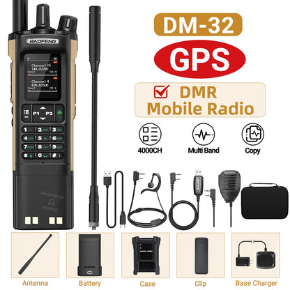 Baofeng DM-32 GPS DMR Radio AES256 Encryption Dual Band UHF VHF Air Band FM AM GMRS Digital Walkie Talkie For Outdoor Camping