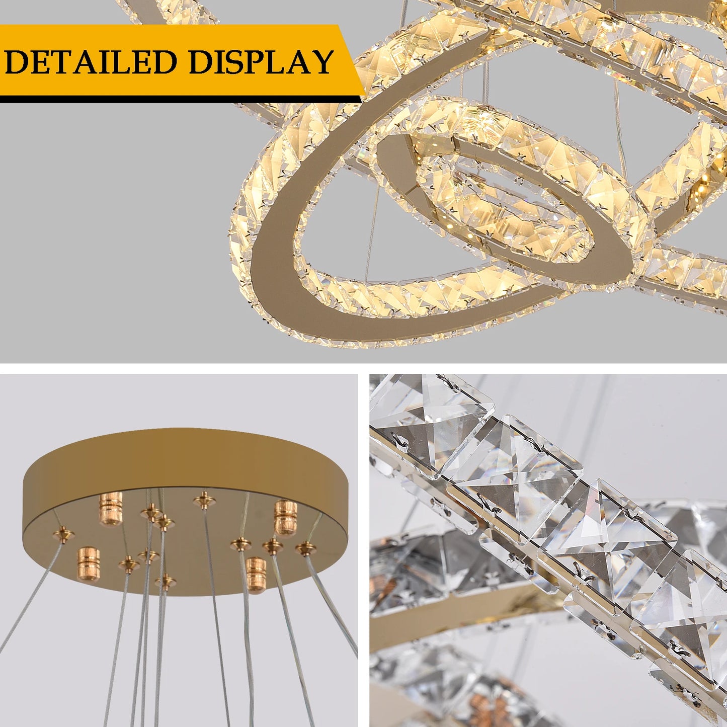 Crystal Luxury Pendant Lights for Living Room Remote Control Chandelier Lamp Bedroom Dining Room Smart Hanging Lighting Fixtures