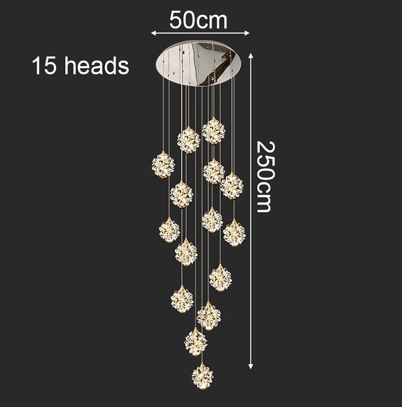 Modern Crystal stair chandelier lights indoor lighting Ceiling lamp hanging light led Chandeliers for living room indoor lightin