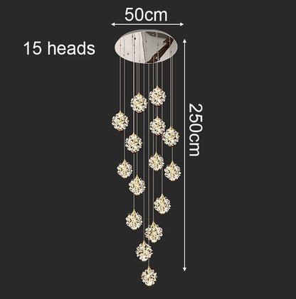 Modern Crystal stair chandelier lights indoor lighting Ceiling lamp hanging light led Chandeliers for living room indoor lightin