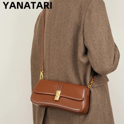 YANATARI Underarm Cowhide Genuine Leather Handbags Women Vintage Shoulder Bag Female Crossbody Bags Luxury High Quality 2025