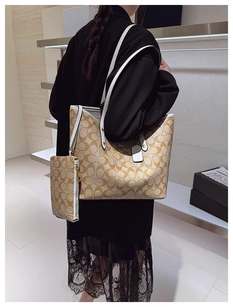 European and American Fashion Printed Large Capacity Women's Bag 2026 New Trendy Retro Luxury Single Shoulder Tote Bag