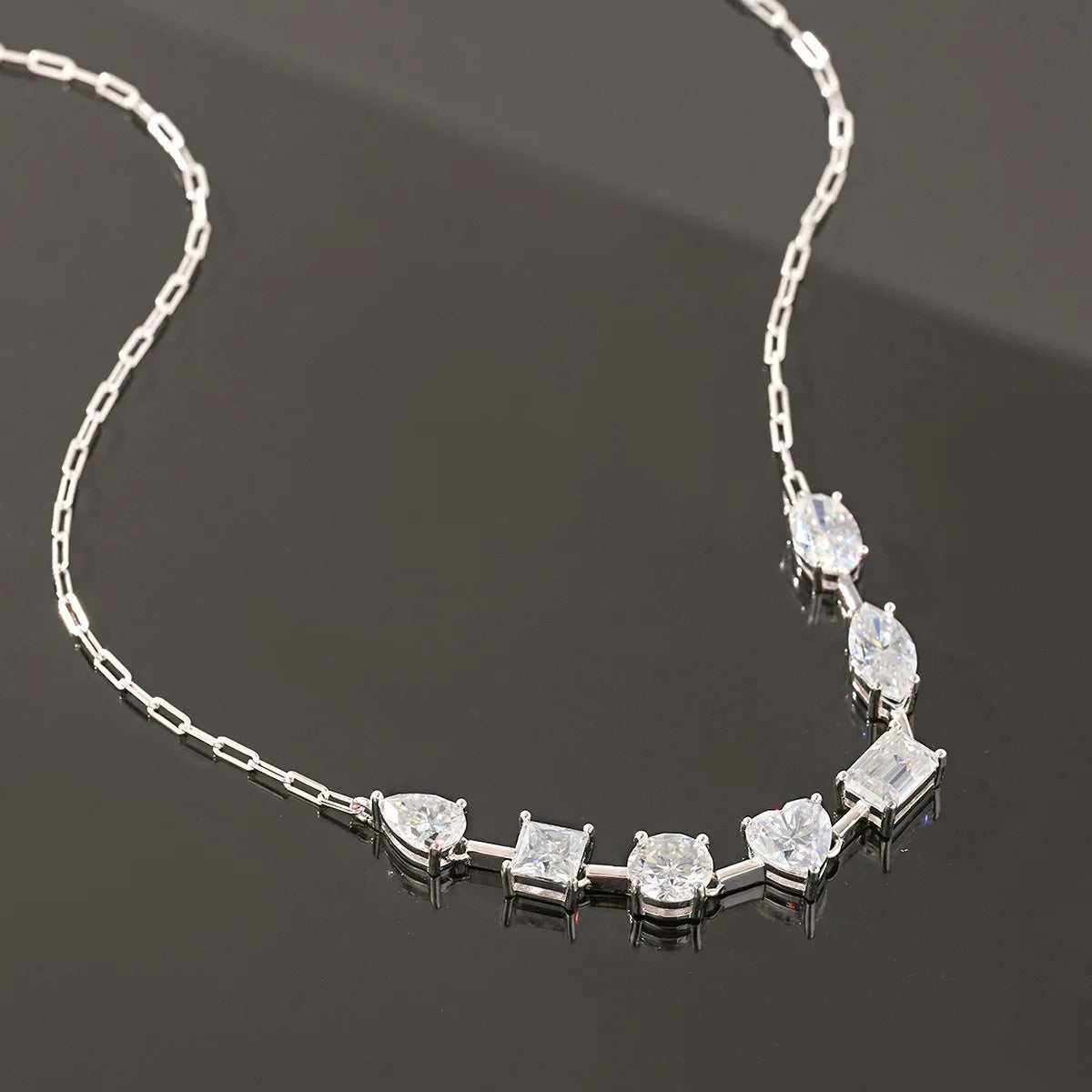 OEVAS 7-Stone Full Moissanite Pendant Necklace Can Pass Diamond Test For Women S925 Silver 18K Gold NeckChain Fine Jewelry Gift