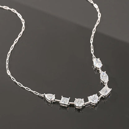 OEVAS 7-Stone Full Moissanite Pendant Necklace Can Pass Diamond Test For Women S925 Silver 18K Gold NeckChain Fine Jewelry Gift