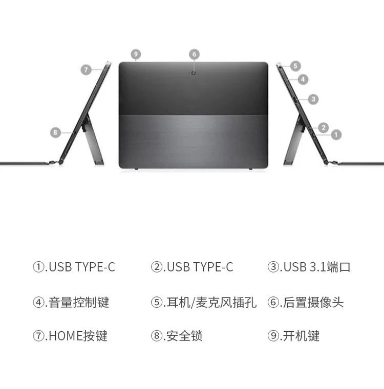 12 Inch i7 Windows Tablet 2 in 1 Touch Screen PC 16GB RAM USB Port Detachable Keyboard Laptop