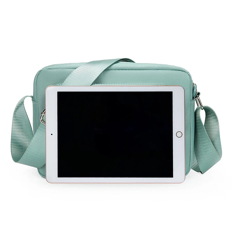 Women's Solid Color Multi-Pocket Crossbody Bag, Multi-Functional Shoulder Bag, Trendy Same-Color Business Bag