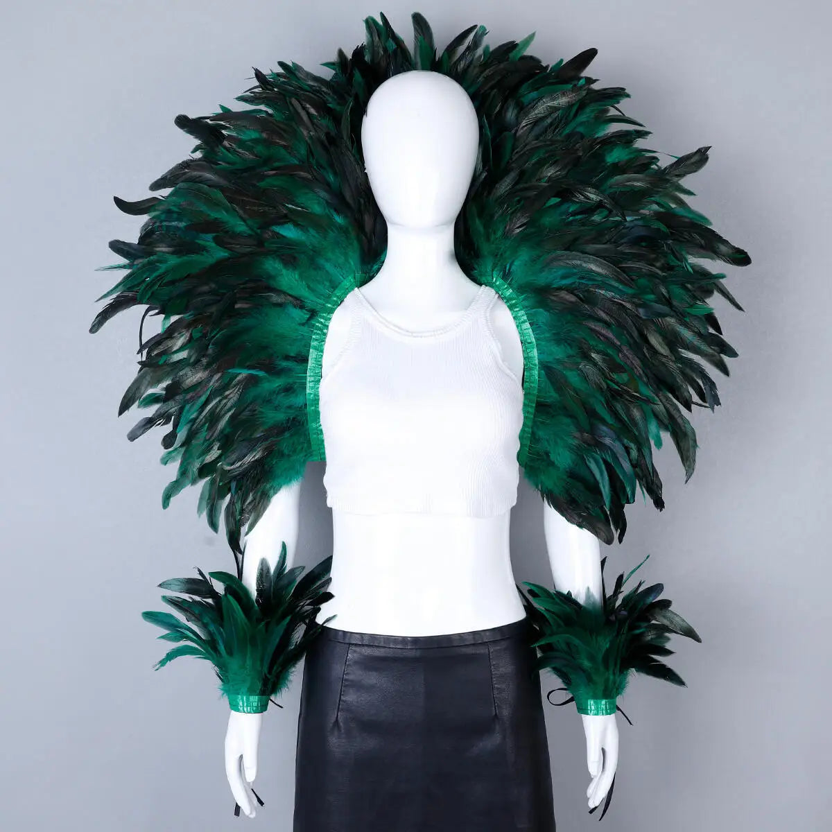 Elegant Women's 2-Piece Shawl Set Cosplay Feather Punk Style for Halloween Masquerade Ball Party Carnival New