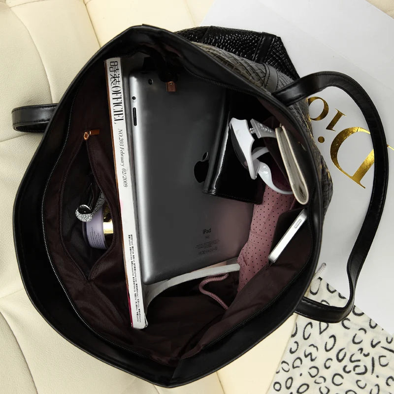 Crocodile Grain PU Leather Women Handbags Large Capacity Female Big Totes Woman Shoulder Bags Shopping Bag Bolsa Feminina