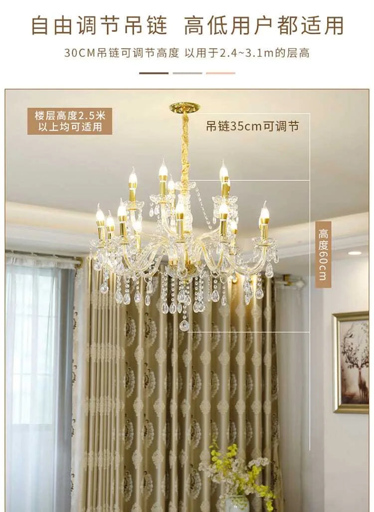 Europe Luxury Chandelier Lights Crystal Chandeliers Home Decor Loft Living Dining Room Kitchen Pendant Indoor Lighting Fixture