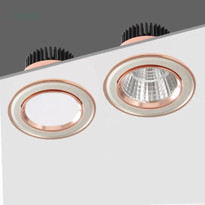 Gold Electroplating Ultra-High Quality Recessed LED Downlights Dimmable 7W9W12W15W COB Ceiling Spotlights AC90~260V For Home Use