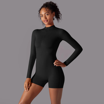 Women Tracksuit Yoga Set Yoga Jumpsuits One Piece Zipper Workout Long Sleeve Rompers Sportswear Gym Set Workout Clothes for Wome
