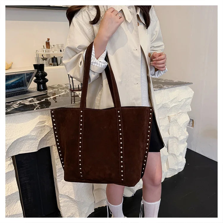 Fashion Microfiber Solid Sewing Shoulder Bags 2025 High Quality Retro Sweet Handbags Brand Sequined Large Capacity Bag for Women