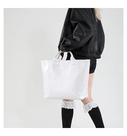 Crocodile Texture Tote Bag Pvc Kraft Paper Large Capacity Luxury Hobo Handbag Women Casual Shopping Letters Top Handle Hand Bags