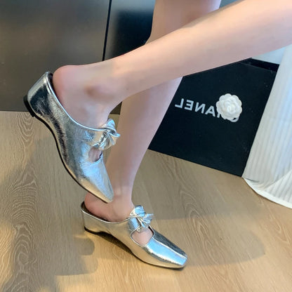 Women Heeled Sandals Slingback Mules Leather Shoes Summer Slippers 2026 Luxury Mary Jane Shoes Comfort Flip Flops Mujer Slides