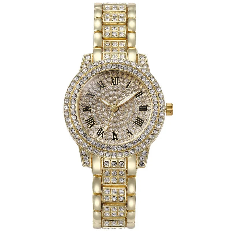 New Luxury Shiny Diamond Watch for Women Elegant Quartz Steel Bracelet Watches Zircon Crystal Fashion Wristwatch Clock Gifts