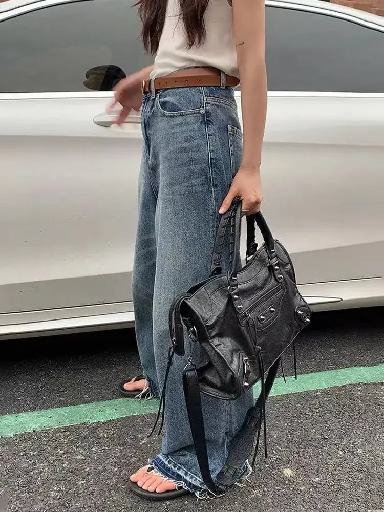 2026 Trendy Motorcycle Bags Women's City Tote Bag Y2k Classic Street Fashionable Shoulder Pu Leather Crossbody Handbag