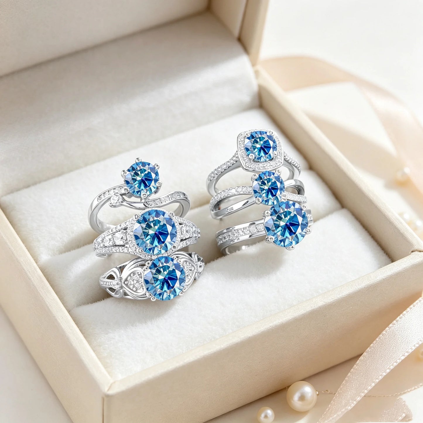 1-3ct Moissanite Wedding Rings Women 925 Sterling Silver Plated 18K White Gold Ring Engagement Promise Band Fine Jewelry Gift
