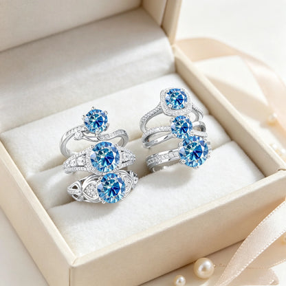 1-3ct Moissanite Wedding Rings Women 925 Sterling Silver Plated 18K White Gold Ring Engagement Promise Band Fine Jewelry Gift