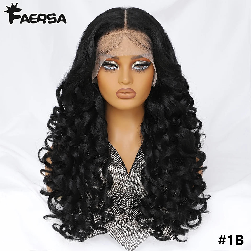Latisha 13X6 HD 13X5X1 Synthetic Lace Front Wigs Curly Pre Plucked Lace Frontal Wig with Bangs for Women Highlight with Babyhair