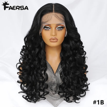 Latisha 13X6 HD 13X5X1 Synthetic Lace Front Wigs Curly Pre Plucked Lace Frontal Wig with Bangs for Women Highlight with Babyhair