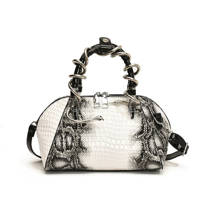 MOODS Designer Luxury Bags For Women Crocodile Pattern Top-handle Shell Bag With Snake Hardware Wild Shoulder Crossbody Handbags