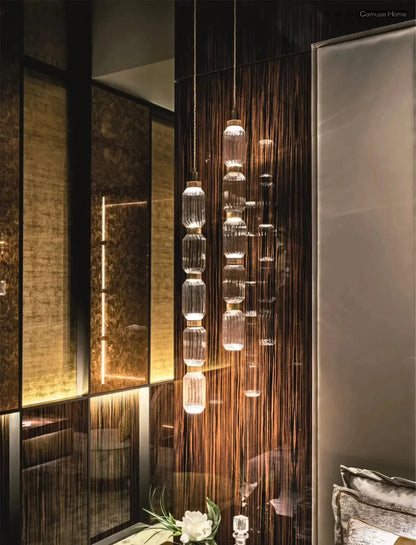 Creative Design Trendy Modern Glass Lamp Modern Home Decor Living Room Pendant Lights LED Foyer Hanging Lamp Long Table Lustre
