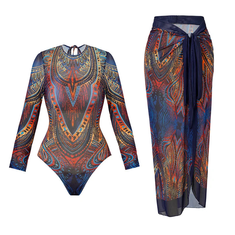 2025 Women's Rash Guard Swimwear One Piece Long Sleeve Women XXL Mesh Swimsuit Removable Chest Pad Sports Bathing Padded Ladies
