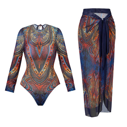 2025 Women's Rash Guard Swimwear One Piece Long Sleeve Women XXL Mesh Swimsuit Removable Chest Pad Sports Bathing Padded Ladies