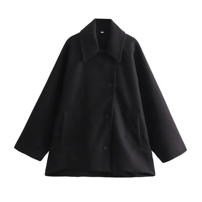 HXAO Woman Winter Coats Faux Wool Coats And Mixtures Oversized Long Coat Women Autumn Long Sleeve Solid Coats Casual Warm Parkas