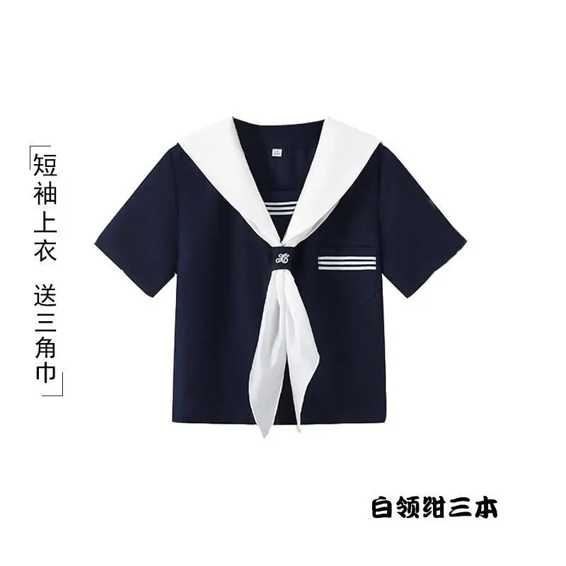 Student JK Uniform Women's High School Korean Chinese School Uniforms Navy Sailor Outfit Short Sleeve Suit Japan Seifuku Girl