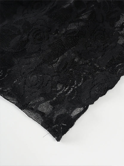 Spring/Summer 2025 New Arrival Women's Y2K Style Sleeveless Lace-Trimmed Fitted T-Shirt Lace-Tie Plain-Colour Tank Top