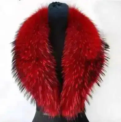 Natural Color Raccoon Fox Real Fur Collar Scarf Genuine Big Size Scarves Warp Shawl Neck Warmer Stole Muffler with Clip Loops #6