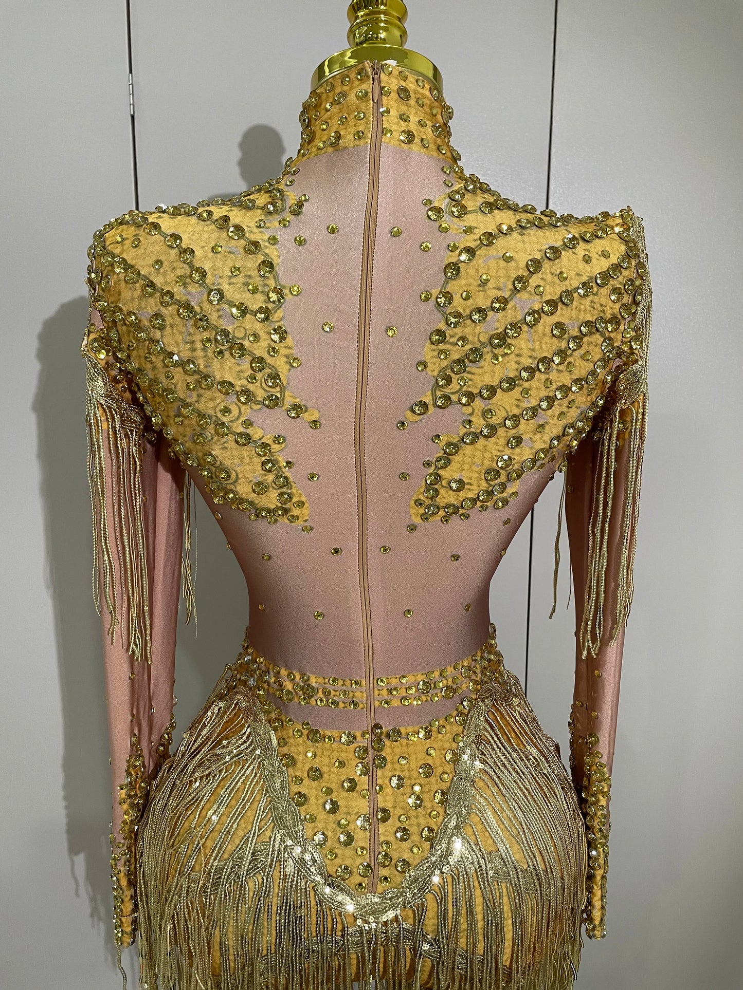 Sparkly Rhinestone Sequin Tassel Stretch Bodysuits 2025 New Arrival Women Birthday Party Nightclub Dj Stage Performance Costume