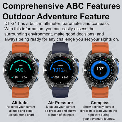 2025 New Tactical Smartwatch Built-in GPS Offline Map 4GB Memory 5ATM IP69K Swimming Waterproof Men Militray Smart Bracele