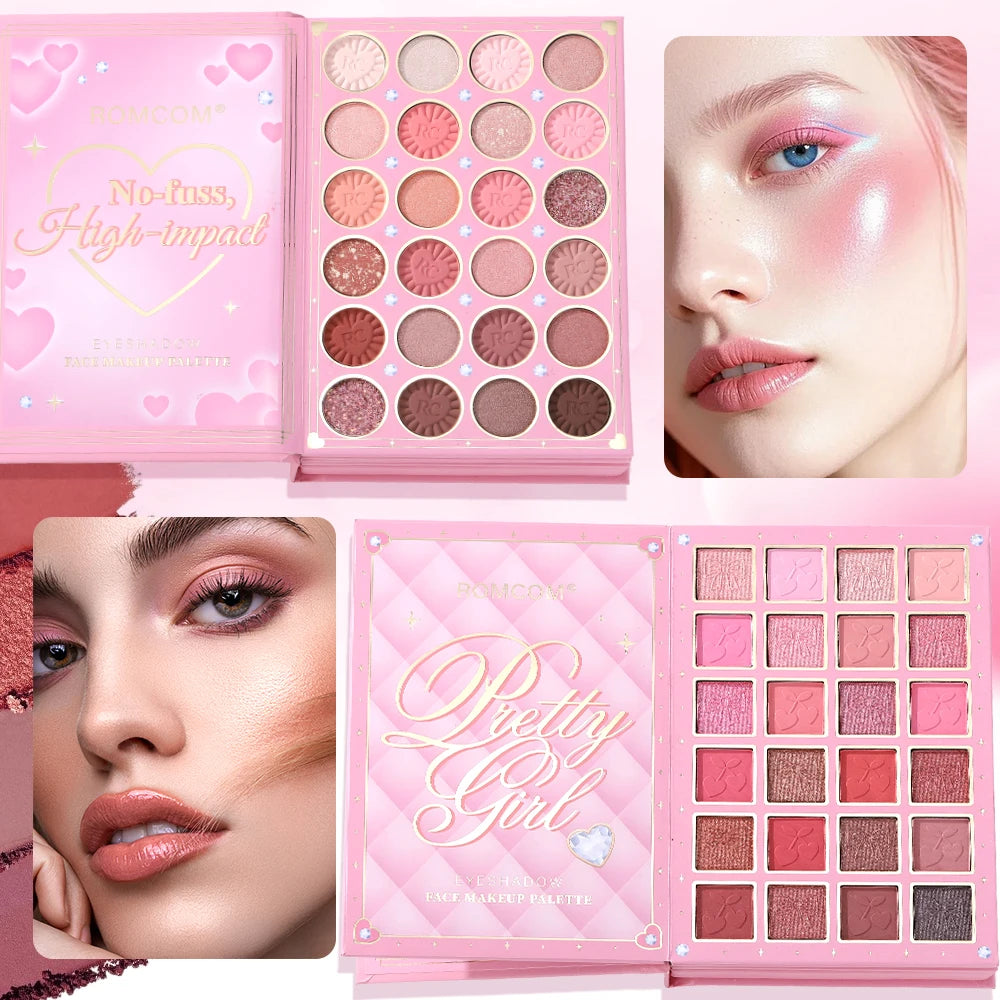 All-in-One 5-Page Makeup Magic Book: Full Kit with Multi-Shade Eyeshadow, Blush, Highlighter, Contour & Glossy Lip Gloss