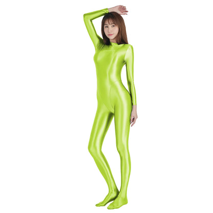 AMORESY Shiny Glitter Diving Surfing Swimwear One-piece Back Zipper Overall Zentai Jumpsuit Sport Gym Bodysuit Catsuit Playsuit