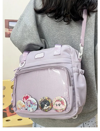 Y2K Japanese Preppy Style Shoulder Crossbody Bag New Nylon School Bags for Teenage Girls Transparent Itabag Backpacks Ita Bag