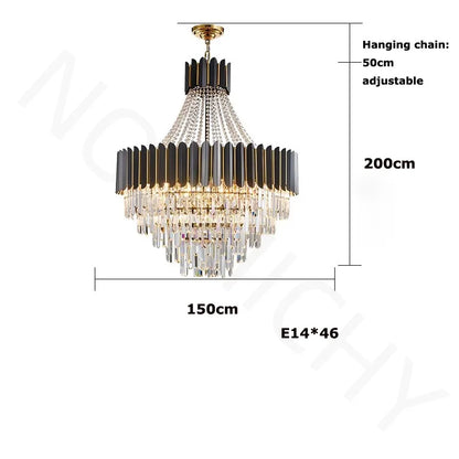 Home Deco Crystal Collection LED Black Gold Chandelier Lighting Lustre Hanging Lamp Suspension Luminaire Lampen For Dinning Room