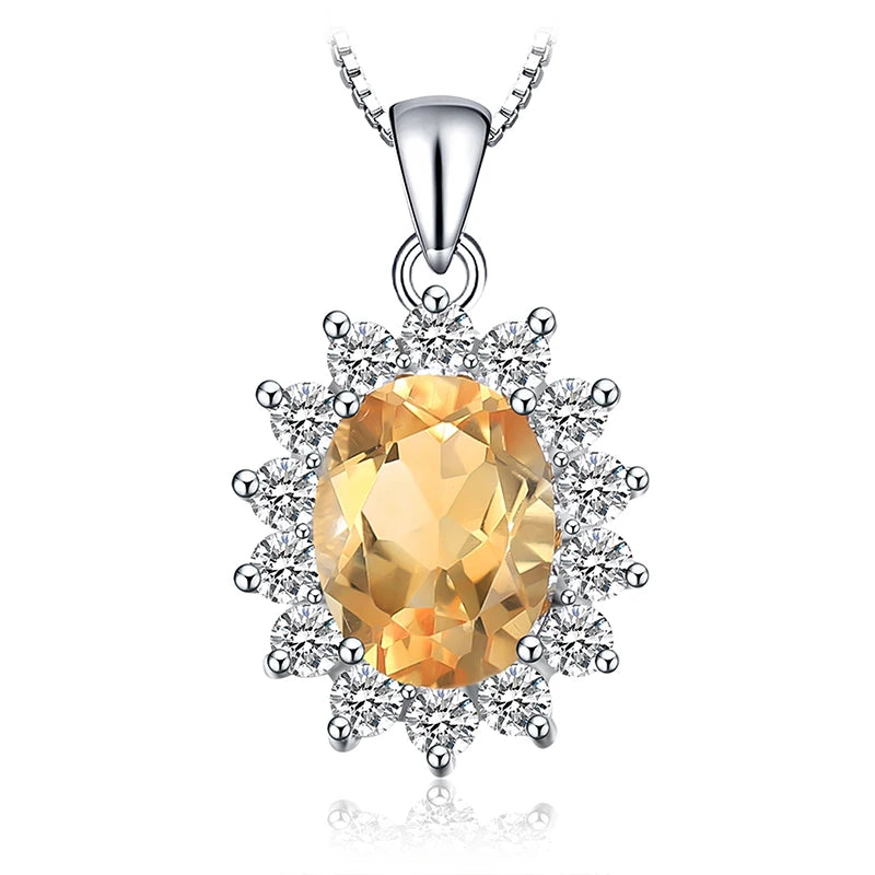JewelryPalace Princess Diana Created Blue Sapphire Ruby Simulated Emerald 925 Sterling Silver Pendant Necklace for WomenNo Chain