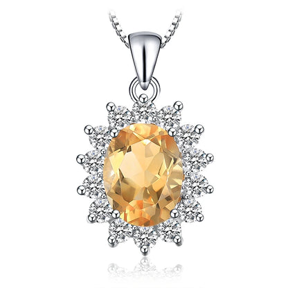 JewelryPalace Princess Diana Created Blue Sapphire Ruby Simulated Emerald 925 Sterling Silver Pendant Necklace for WomenNo Chain